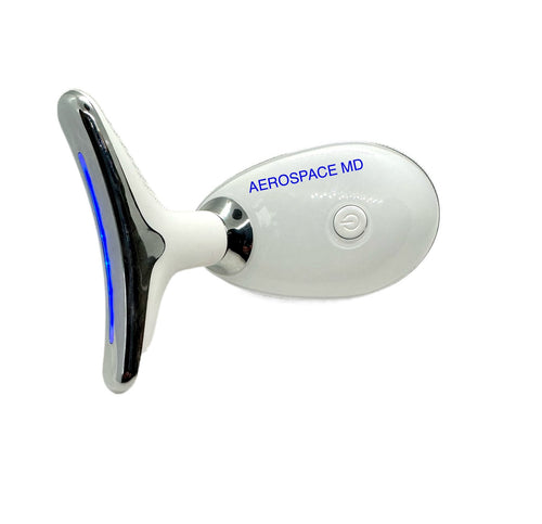 AEROSPACE MD NEFERTITI NECK LIFT DEVICE.  Aerospace MD is a carefully curated collection of global skincare tools that have been Aerodynamically, and ergonomically modified by design to best fit the contours and anatomy of the face. The proportions of the facial structures can be measured and applied to include 60–70-degree angulation of skincare tools to best accommodate the angle of the mandible jawline, the zygomatic process of the cheek bones, and all contours and angular facial structures 